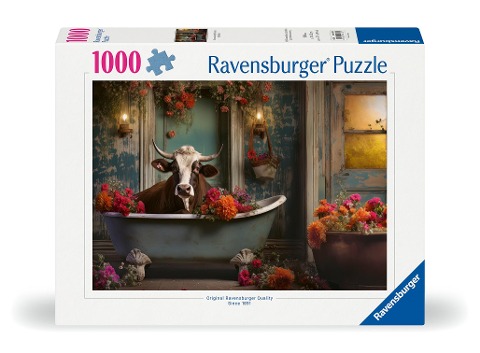 Erwachsenenpuzzle 1000 Teile - Die Kuh in der Badewanne - 