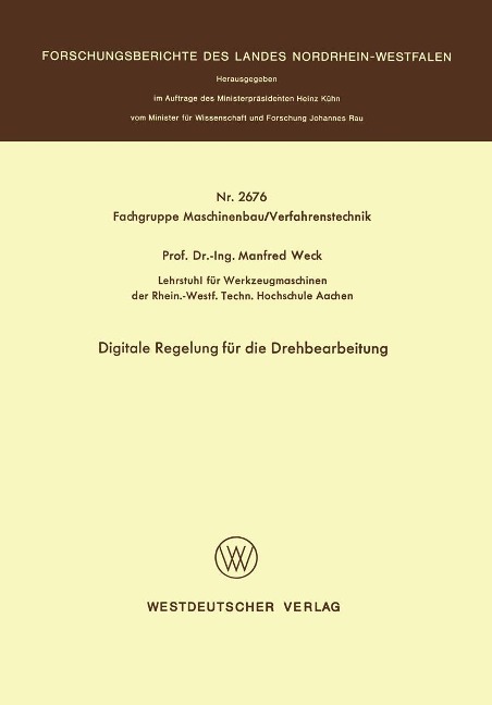 Digitale Regelung für die Drehbearbeitung - Manfred Weck