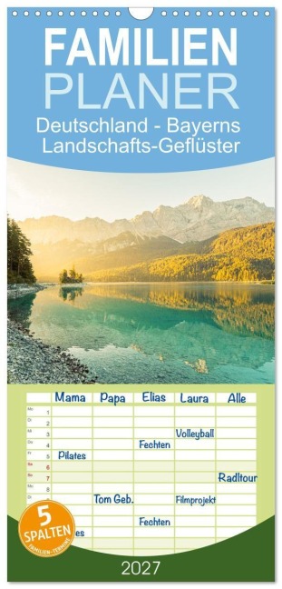 Familienplaner 2027 - Deutschland - Bayerns Landschafts-Geflüster mit 5 Spalten (Wandkalender, 21 x 45 cm) CALVENDO - Benjamin Bisanz