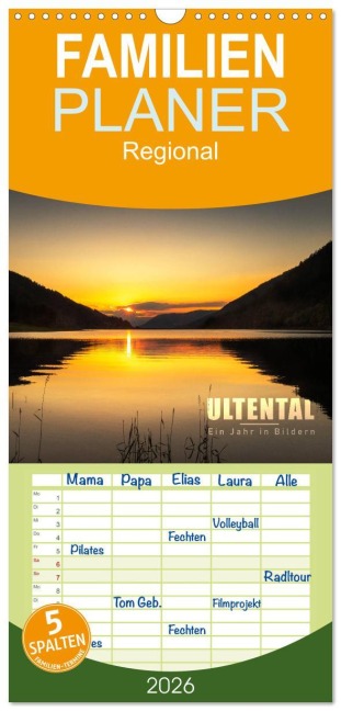 Familienplaner 2026 - Ultental - Ein Jahr in Bildern mit 5 Spalten (Wandkalender, 21 x 45 cm) CALVENDO - Gert Pöder
