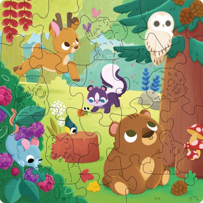 Kinderpuzzle 22 Teile - Fröhliche Waldfreunde - 
