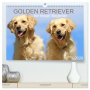 Cover-Bild zum Titel 'Golden Retriever ein treuer Begleiter (hochwertiger Premium Wandkalender 2026 DIN A2 quer), Kunstdruck in Hochglanz' von 'SchnelleWelten SchnelleWelten'