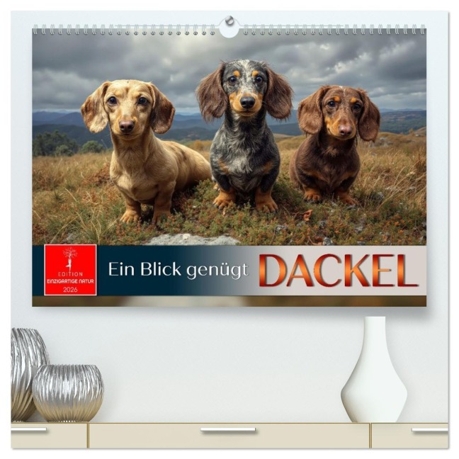 Dackel - ein Blick genügt (hochwertiger Premium Wandkalender 2026 DIN A2 quer), Kunstdruck in Hochglanz - Roder Roder
