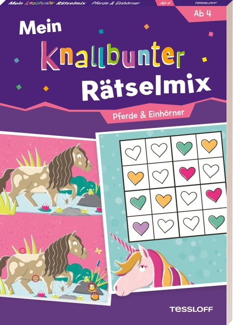 Mein knallbunter Rätselmix. Pferde & Einhörner - 