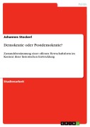 Cover-Bild zum Titel 'Demokratie oder Postdemokratie?' von 'Johannes Stockerl'