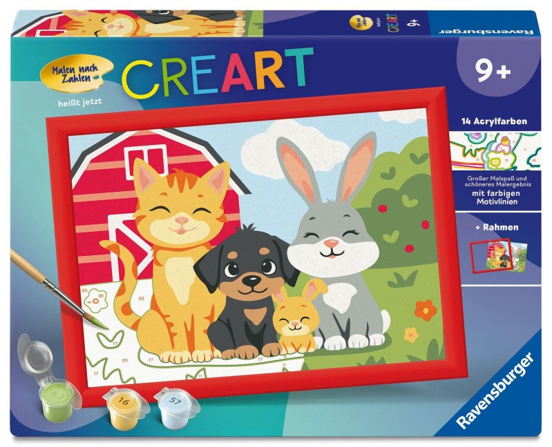 CreArt, Malen nach Zahlen Kinder - Pfotenbande - 