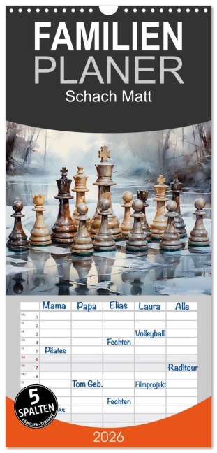 Familienplaner 2026 - Schach Matt mit 5 Spalten (Wandkalender, 21 x 45 cm) CALVENDO - Cathrin Illgen