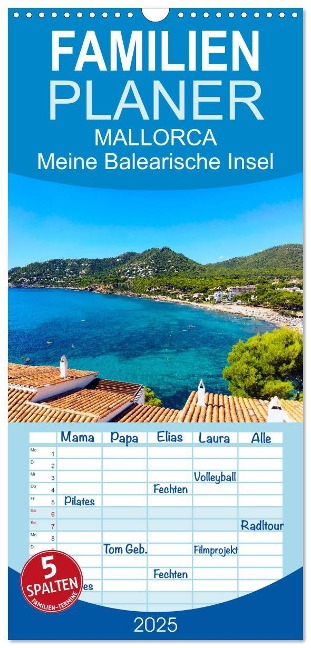 Familienplaner 2025 - MALLORCA, Meine Balearische Insel mit 5 Spalten (Wandkalender, 21 x 45 cm) CALVENDO - Andrea Dreegmeyer