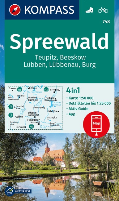 KOMPASS Wanderkarte 748 Spreewald, Teupitz, Beeskow, Lübben, Lübbenau, Burg 1:50.000 - 