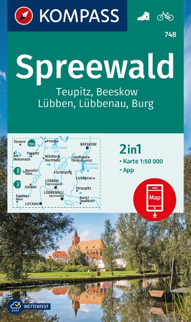 KOMPASS Wanderkarte 748 Spreewald, Teupitz, Beeskow, Lübben, Lübbenau, Burg 1:50.000 - 