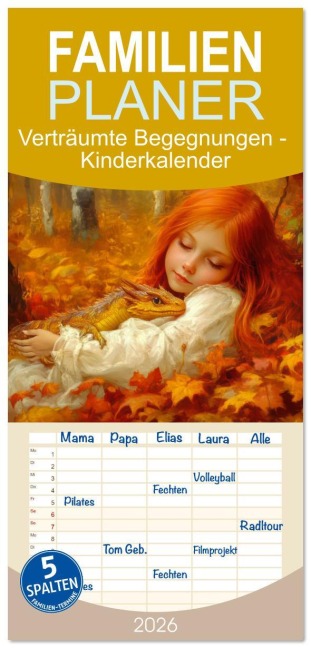 Familienplaner 2026 - Verträumte Begegnungen - Kinderkalender mit 5 Spalten (Wandkalender, 21 x 45 cm) CALVENDO - Liselotte Brunner-Klaus