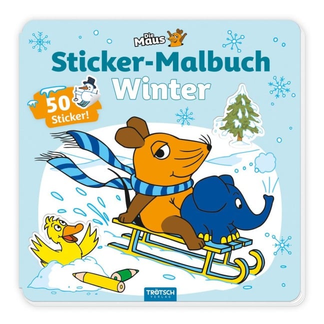 TRÖTSCH - Die Maus Stickermalbuch Winter Malbuch mit Stickern | Ab 4 Jahren - 