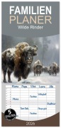 Cover-Bild zum Titel 'Familienplaner 2026 - Wilde Rinder mit 5 Spalten (Wandkalender, 21 x 45 cm) CALVENDO' von 'Sabine Löwer'