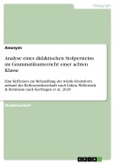 Cover-Bild zum Titel 'Analyse eines didaktischen Stolpersteins im Grammatikunterricht einer achten Klasse' von ''