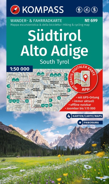KOMPASS Wanderkarten-Set 699 Südtirol / Alto Adige / South Tyrol (4 Karten) 1:50.000 - 