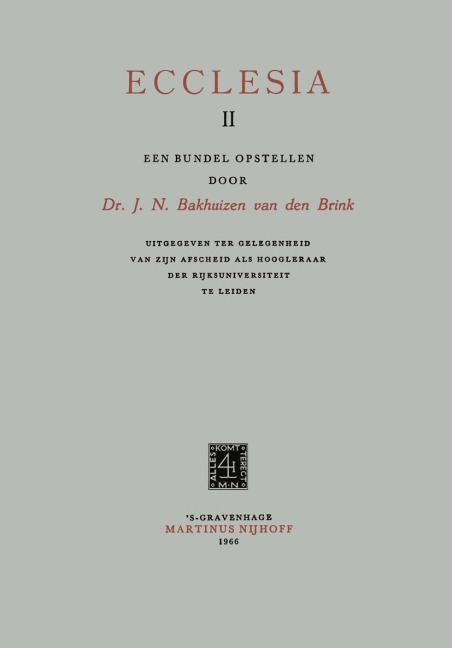 Ecclesia II - J. N. Bakhuizen Van Den Brink