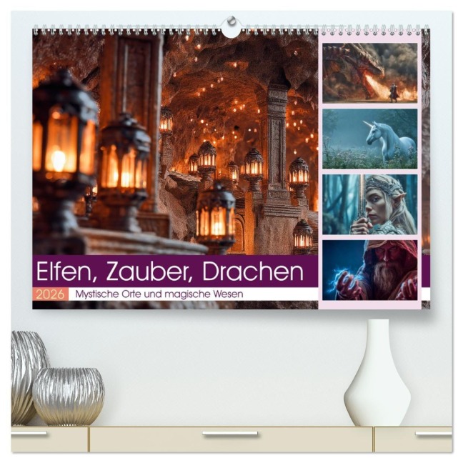 Elfen, Zauber, Drachen (hochwertiger Premium Wandkalender 2026 DIN A2 quer), Kunstdruck in Hochglanz - Steffen Gierok-Latniak