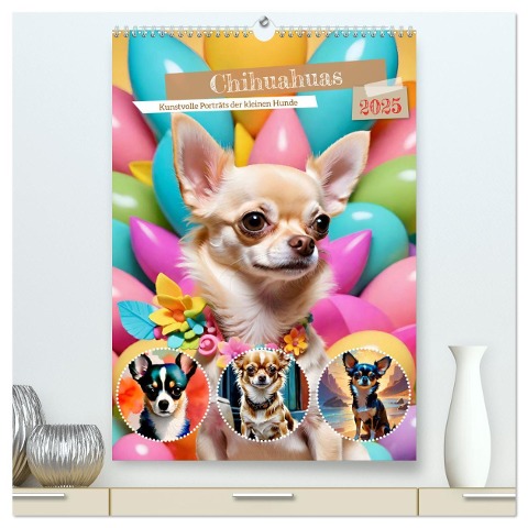 Chihuahuas. Kunstvolle Porträts der kleinen Hunde (hochwertiger Premium Wandkalender 2025 DIN A2 hoch), Kunstdruck in Hochglanz - Steffani Lehmann