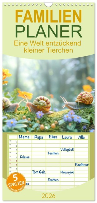 Familienplaner 2026 - Eine Welt entzückend kleiner Tierchen mit 5 Spalten (Wandkalender, 21 x 45 cm) CALVENDO - Liselotte Brunner-Klaus