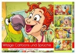 Cover-Bild zum Titel 'Witzige Cartoons und Sprüche. Das lustige Leben mit einem Vogel (Wandkalender 2026 DIN A3 quer), CALVENDO Monatskalender' von 'Rose Hurley'