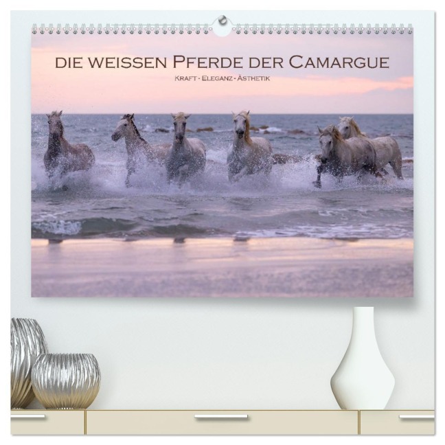 Die weißen Pferde der Camargue (hochwertiger Premium Wandkalender 2026 DIN A2 quer), Kunstdruck in Hochglanz - Stephan Peyer