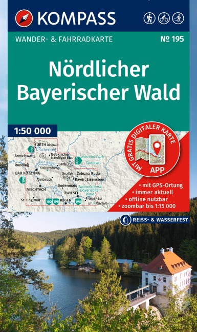 KOMPASS Wanderkarte 195 Nördlicher Bayerischer Wald 1:50.000 - 