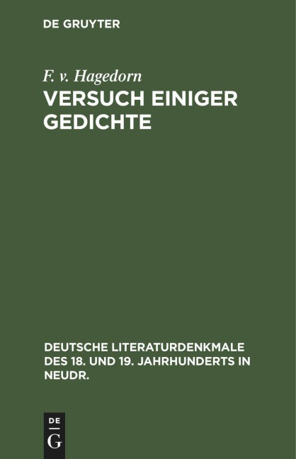 Versuch einiger Gedichte - F. v. Hagedorn
