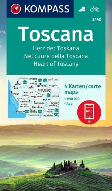 KOMPASS Wanderkarten-Set 2440 Toscana, Herz der Toskana, Nel cuore della Toscana, Heart of Tuscany (4 Karten) 1:50.000 - 
