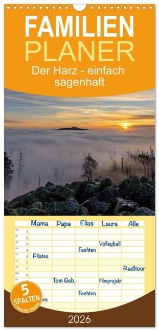 Familienplaner 2026 - Der Harz - einfach sagenhaft mit 5 Spalten (Wandkalender, 21 x 45 cm) CALVENDO - Mario Hildebrandt