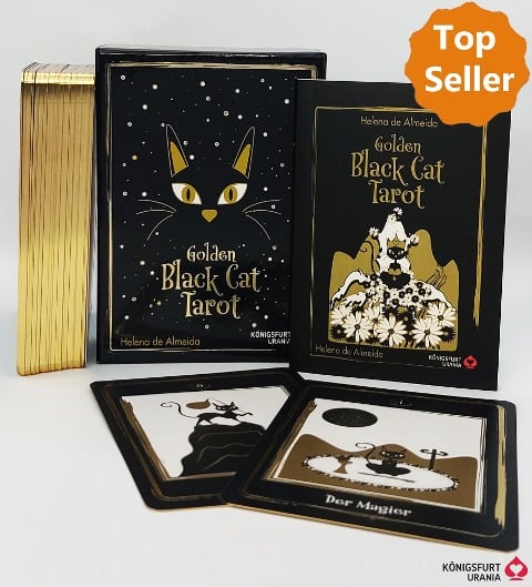 Golden Black Cat Tarot - Hochwertige Stülpdeckelschachtel mit Goldfolie - Helena de Almeida
