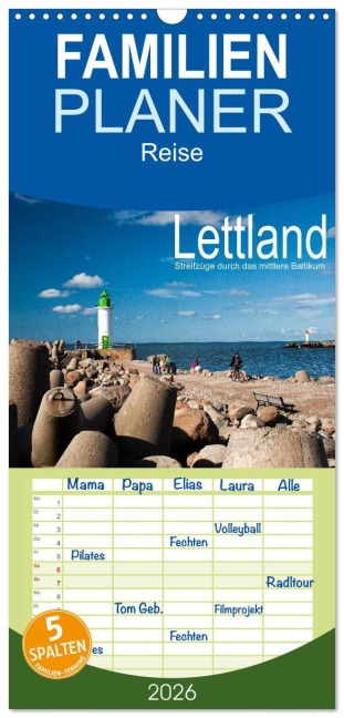 Familienplaner 2026 - Lettland - Streifzüge durch das mittlere Baltikum mit 5 Spalten (Wandkalender, 21 x 45 cm) CALVENDO - Christian Hallweger