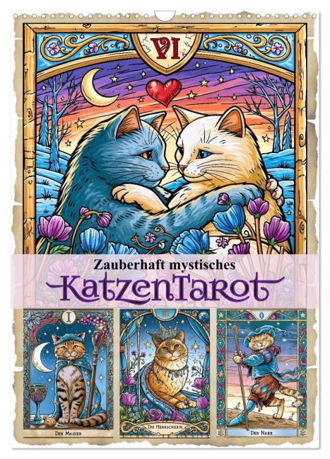 Zauberhaft mystisches Katzentarot (Wandkalender 2027 DIN A3 hoch), CALVENDO Monatskalender - Sabine Löwer