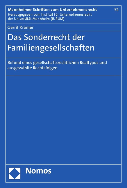Das Sonderrecht der Familiengesellschaften - Gerrit Krämer