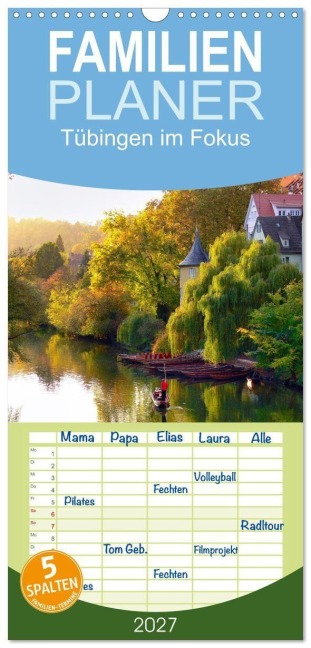 Familienplaner 2027 - Tübingen im Fokus mit 5 Spalten (Wandkalender, 21 x 45 cm) CALVENDO - Klaus-Peter Huschka