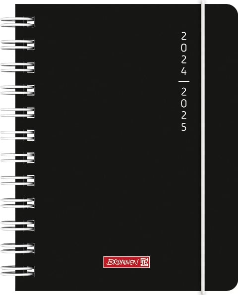 Schülerkalender 2024/2025 "Plain Black", 1 Seite = 1 Tag, A6, 352 Seiten, schwarz - 