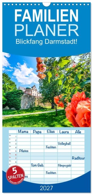 Familienplaner 2027 - Blickfang Darmstadt! mit 5 Spalten (Wandkalender, 21 x 45 cm) CALVENDO - Claudia Schmidt