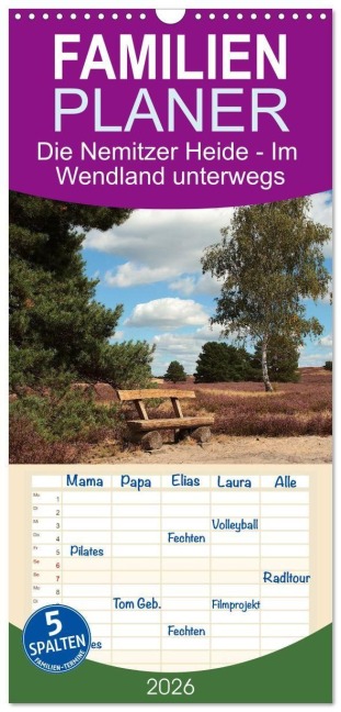 Familienplaner 2026 - Die Nemitzer Heide - Im Wendland unterwegs mit 5 Spalten (Wandkalender, 21 x 45 cm) CALVENDO - Anja Bagunk