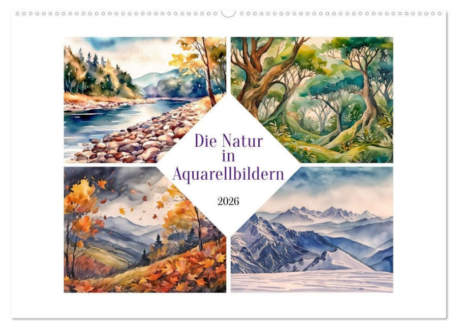 Die Natur in Aquarellbildern (Wandkalender 2026 DIN A2 quer), CALVENDO Monatskalender - Werner Braun