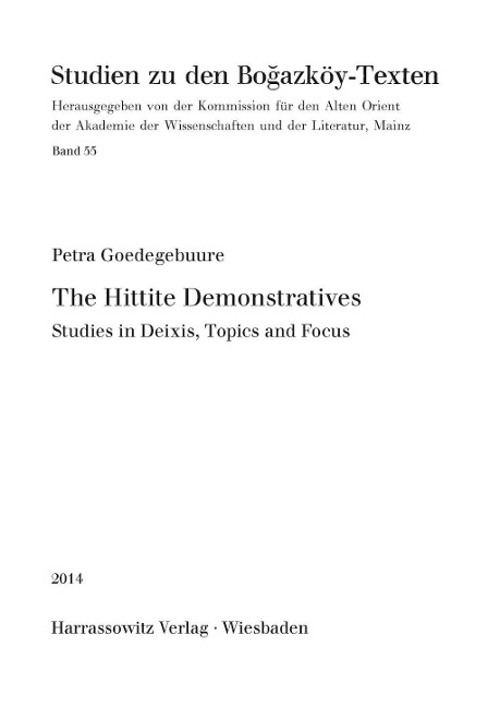 The Hittite Demonstratives - Petra Goedegebuure