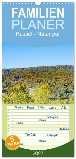 Familienplaner 2027 - Kassel - Natur pur mit 5 Spalten (Wandkalender, 21 x 45 cm) CALVENDO - 