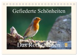 Gefiederte Schönheiten - Das Rotkehlchen (Tischkalender 2026 DIN A5 quer), CALVENDO Monatskalender - Rolf Pötsch