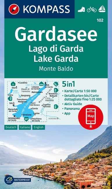 KOMPASS Wanderkarte 102 Gardasee, Lago di Garda, Lake Garda, Monte Baldo 1:50.000 - 