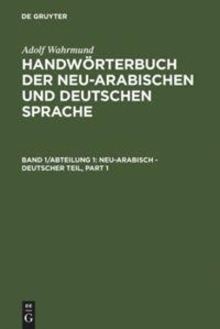 Neu-arabisch - deutscher Teil - Adolf Wahrmund