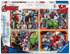 Cover-Bild zum Titel 'Kinderpuzzle 4x100 Teile - Marvel Avengers - Die mächtigen Avengers' von ''