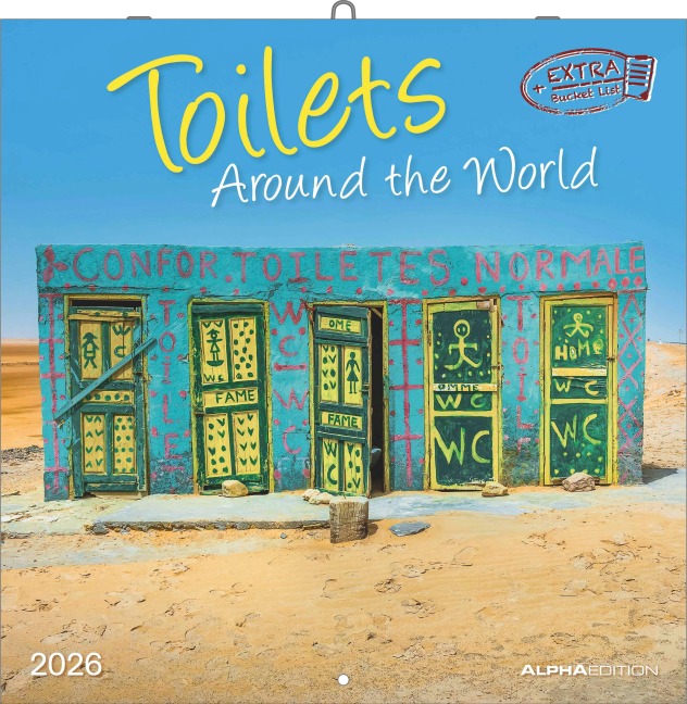 Toilets Around the World 2026 - Wand-Kalender - Broschüren-Kalender - 30x30 - 30x60 geöffnet - Toiletten-Kalender - 