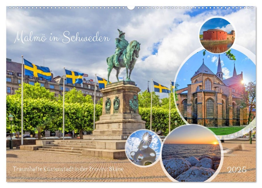 Malmö in Schweden (Wandkalender 2025 DIN A2 quer), CALVENDO Monatskalender - Christa Kramer