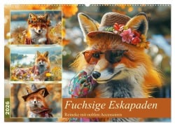 Cover-Bild zum Titel 'Fuchsige Eskapaden. Reineke mit noblen Accessoires (Wandkalender 2026 DIN A2 quer), CALVENDO Monatskalender' von 'Rose Hurley'