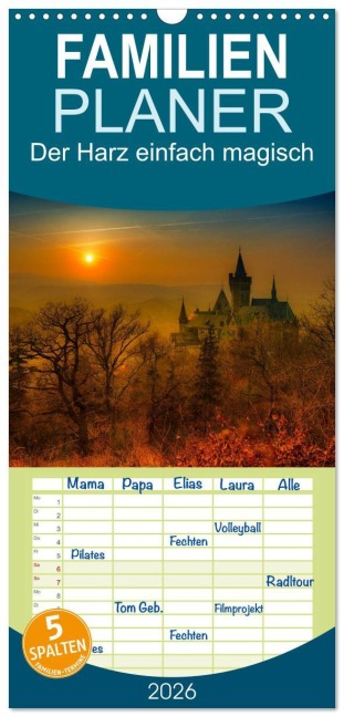Familienplaner 2026 - Der Harz einfach magisch mit 5 Spalten (Wandkalender, 21 x 45 cm) CALVENDO - Steffen Wenske
