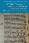 Cover-Bild zum Titel 'Literary Form After Matter 1550-1700' von ''