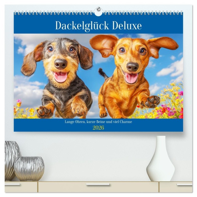 Dackelglück Deluxe. Lange Ohren, kurze Beine und viel Charme (hochwertiger Premium Wandkalender 2026 DIN A2 quer), Kunstdruck in Hochglanz - Rose Hurley